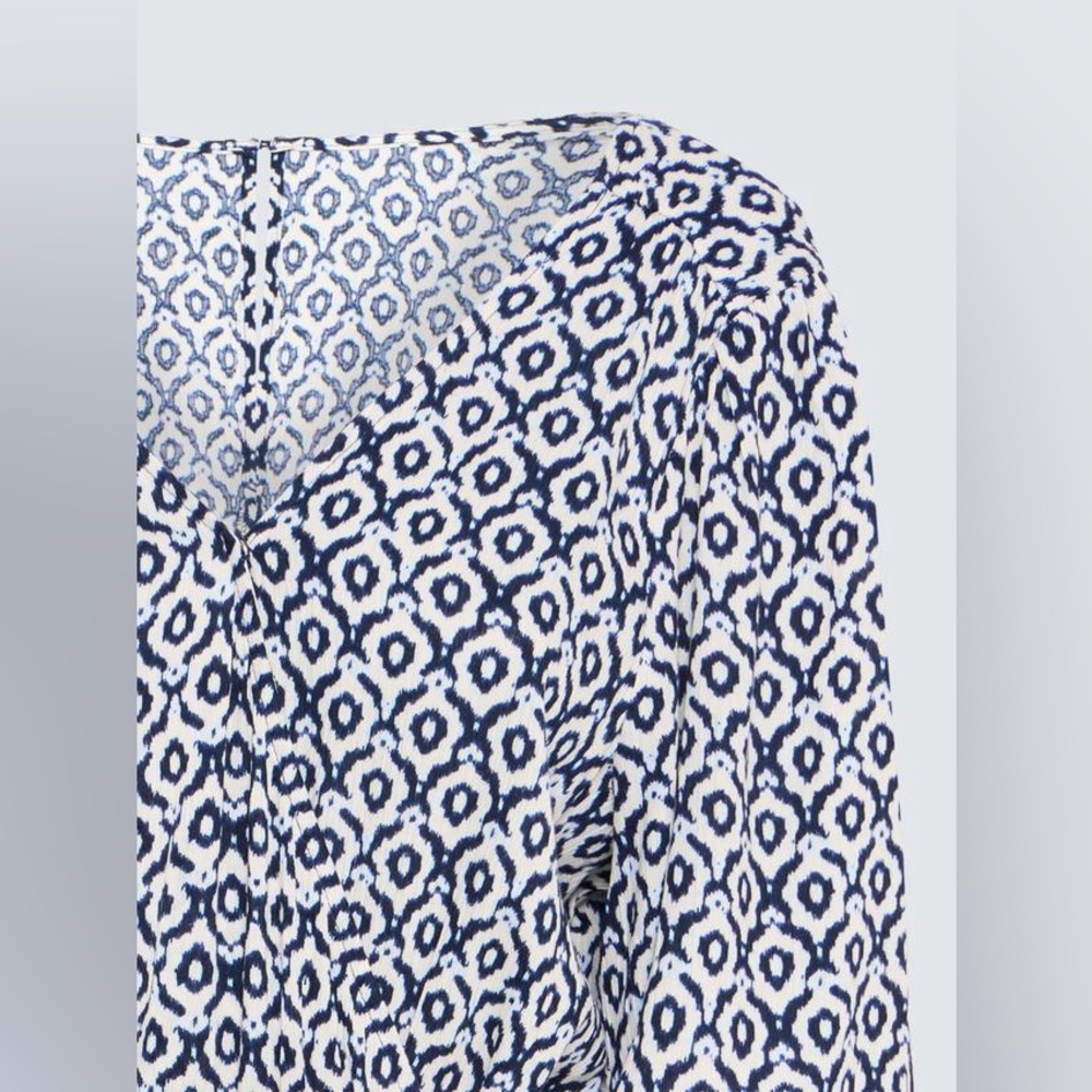 ICHI Women's Navy and White Patterned Jumpsuit with tie waist size S NWT - Picture 5 of 11